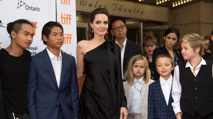 Angelina Jolie and her children. Photo: AFP