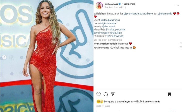 In goddess mode, Carmen Villalobos dazzles with a red dress. Photo: Instagram