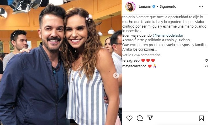 Tania Rincón bursts into tears remembering Fernando del Solar. Instagram